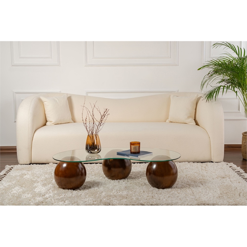 ASIR Hanah Home Sphere Coffee Table in Transparent Walnut