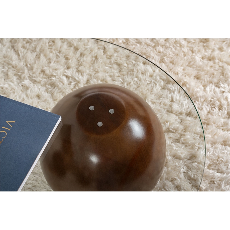 ASIR Hanah Home Sphere Coffee Table in Transparent Walnut