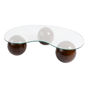 ASIR Hanah Home Sphere Coffee Table in Transparent Walnut