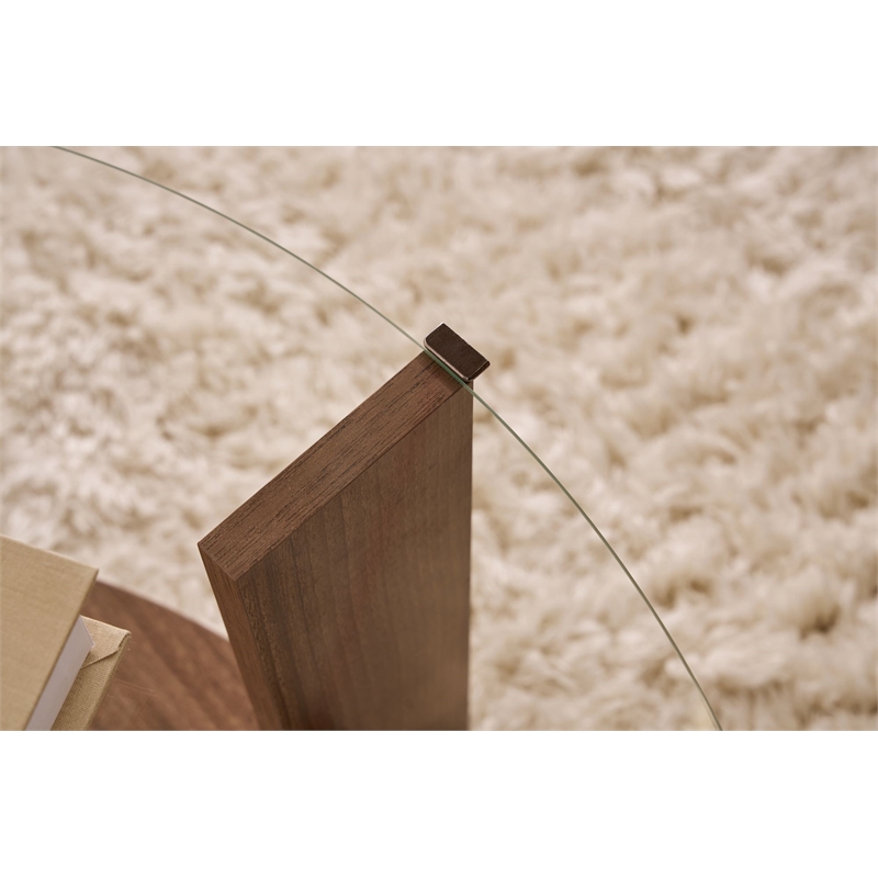 ASIR Hanah Home Clara Coffee Table in Transparent Venezia Walnut