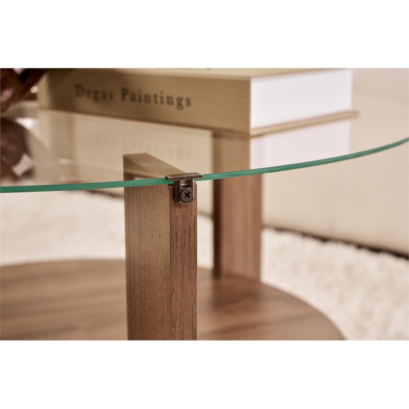 ASIR Hanah Home Clara Coffee Table in Transparent Venezia Walnut