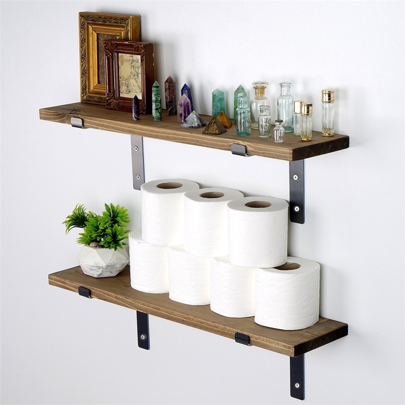 ASIR Hanah Home Lam004 Decorative Wooden Wall Shelf in Walnut