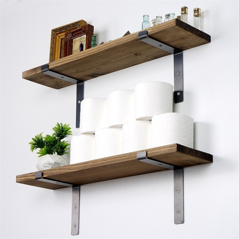 ASIR Hanah Home Lam004 Decorative Wooden Wall Shelf in Walnut