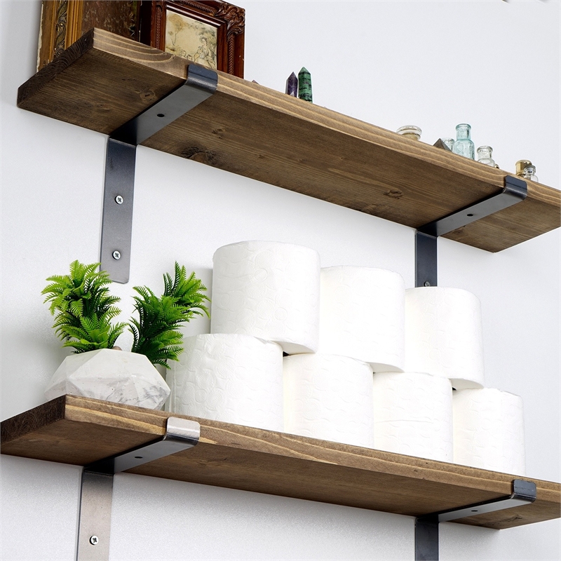 ASIR Hanah Home Lam004 Decorative Wooden Wall Shelf in Walnut