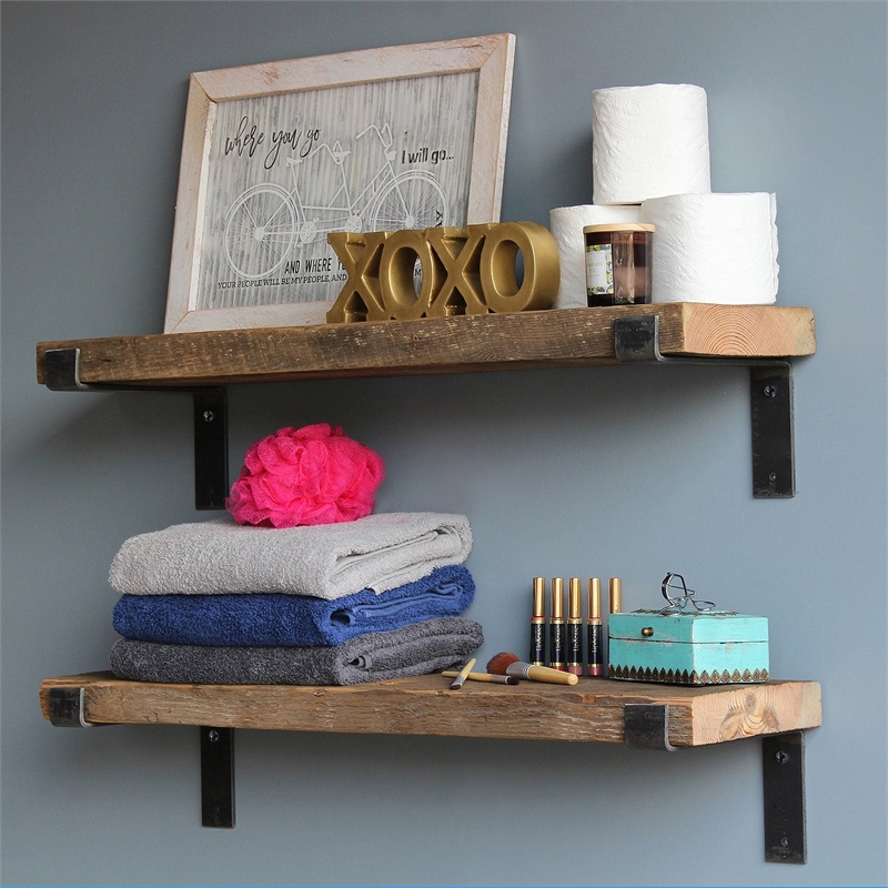 ASIR Hanah Home Lam004 Decorative Wooden Wall Shelf in Walnut