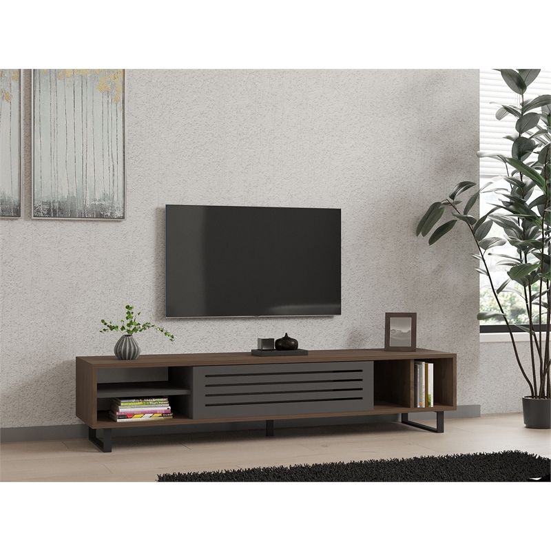 ASIR Hanah Home Eray TV Stand in Walnut and Anthracite