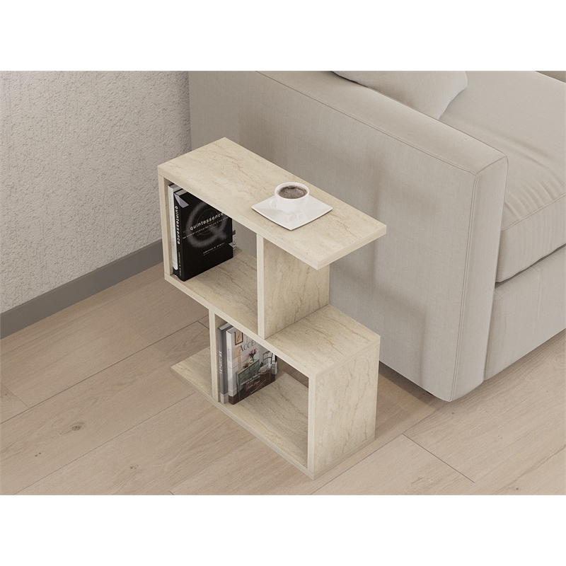 ASIR Hanah Home Zet Side Table in Travertine
