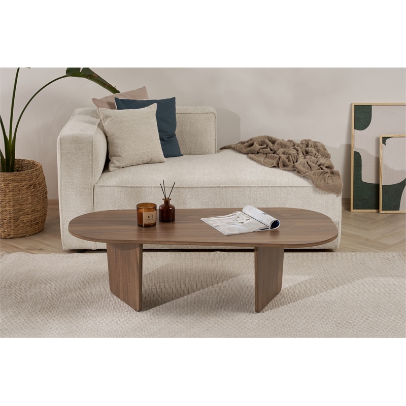ASIR Hanah Home Ovalis Coffee Table in Venezia Walnut