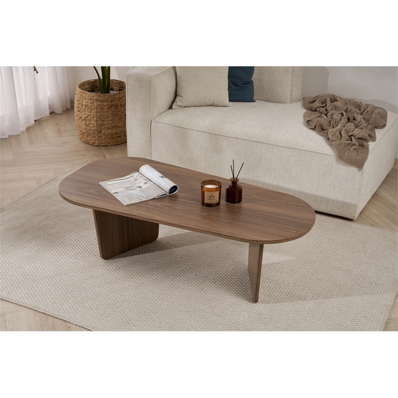 ASIR Hanah Home Ovalis Coffee Table in Venezia Walnut