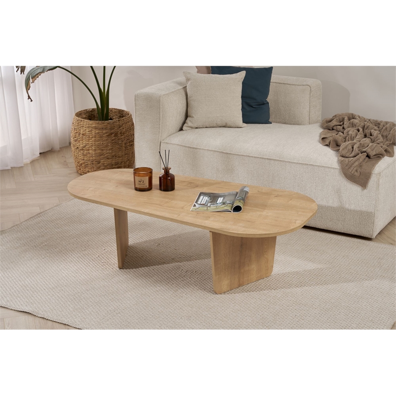 ASIR Hanah Home Ovalis Coffee Table in Oak