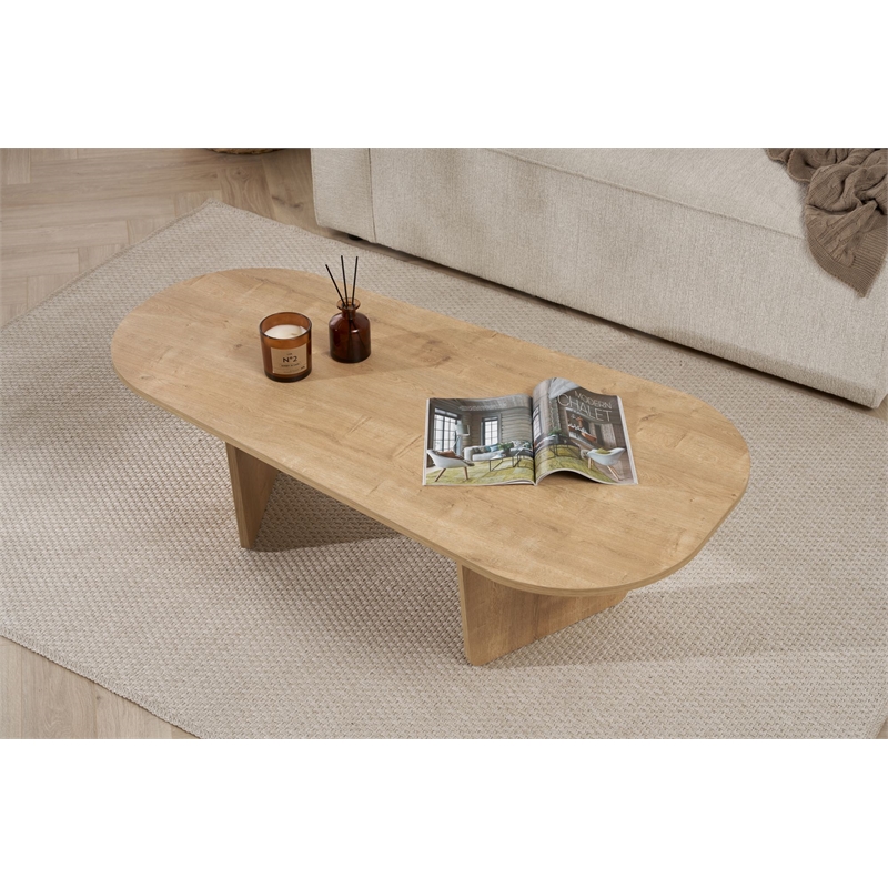 ASIR Hanah Home Ovalis Coffee Table in Oak
