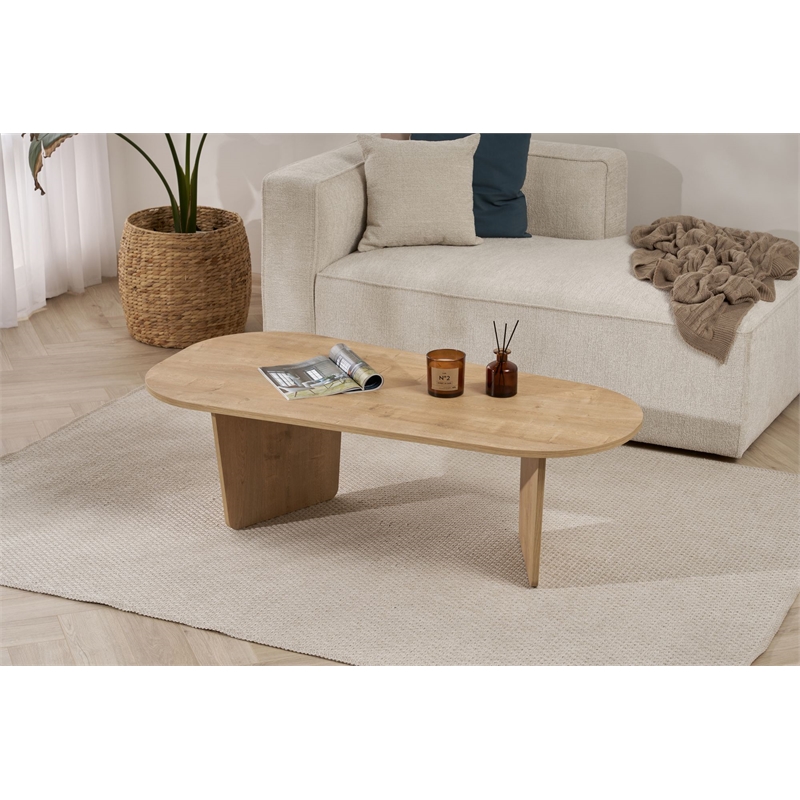 ASIR Hanah Home Ovalis Coffee Table in Oak