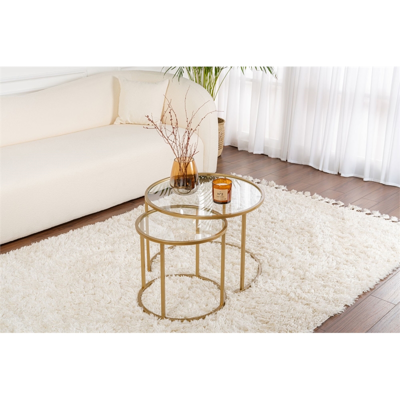 ASIR Hanah Home Aurum Coffee Table Set in Transparent Gold