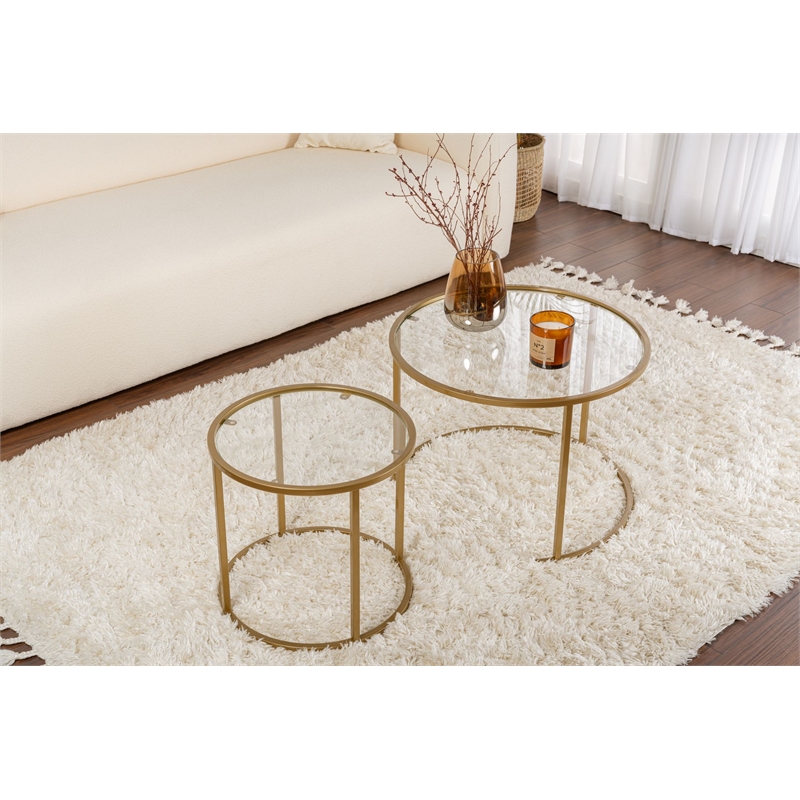 ASIR Hanah Home Aurum Coffee Table Set in Transparent Gold