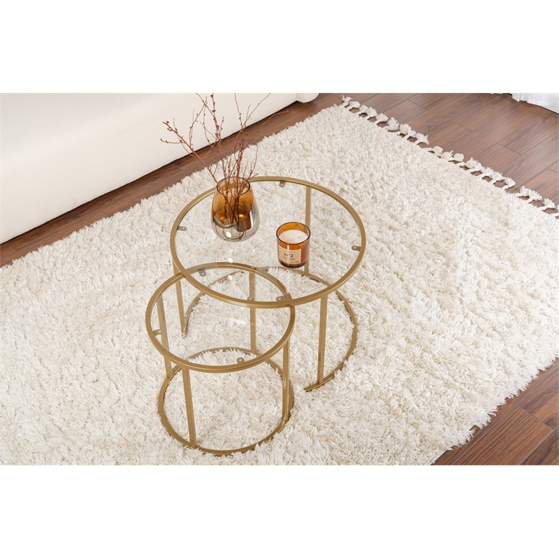 ASIR Hanah Home Aurum Coffee Table Set in Transparent Gold