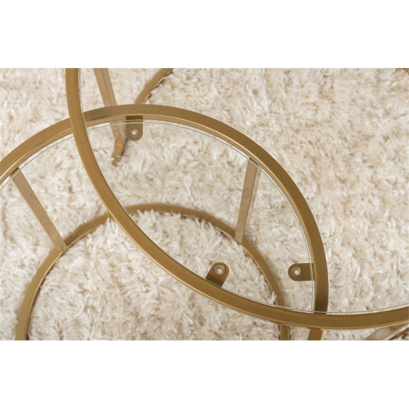 ASIR Hanah Home Aurum Coffee Table Set in Transparent Gold