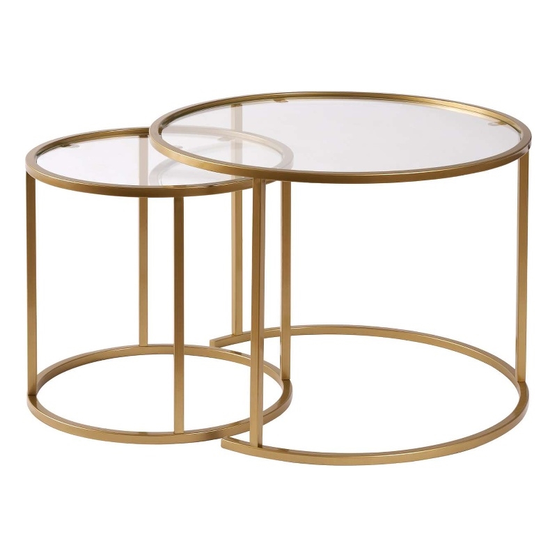 ASIR Hanah Home Aurum Coffee Table Set in Transparent Gold
