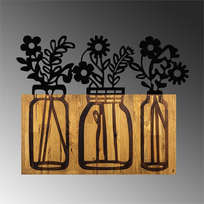 ASIR Wallity Flower 5 Decorative Wooden Wall Accessory in Walnut