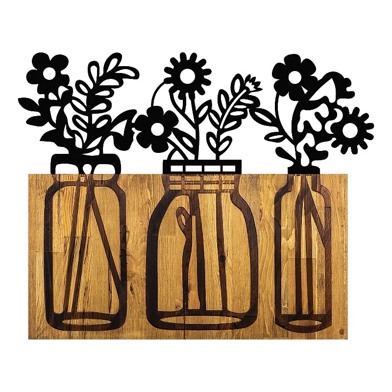 ASIR Wallity Flower 5 Decorative Wooden Wall Accessory in Walnut