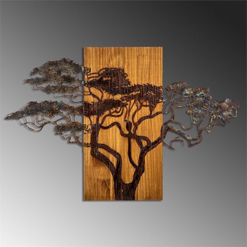 ASIR Wallity Acacia Tree 387-A Decorative Wooden Wall Accessory in Multi-Color
