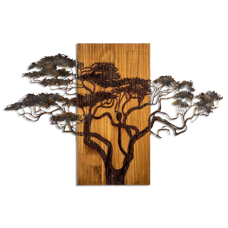 ASIR Wallity Acacia Tree 387-A Decorative Wooden Wall Accessory in Multi-Color