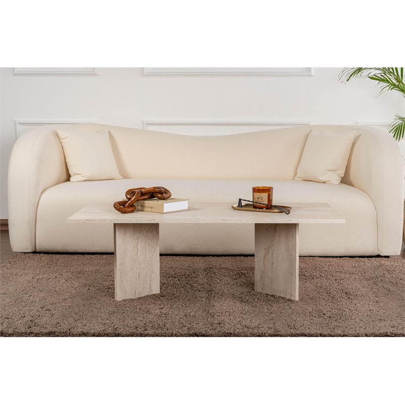 ASIR Hanah Home Sabin Coffee Table in Travertine