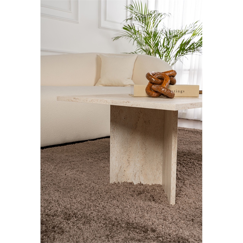 ASIR Hanah Home Sabin Coffee Table in Travertine