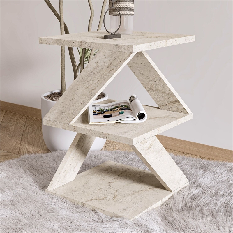 ASIR Hanah Home Albeni Side Table in Travertine