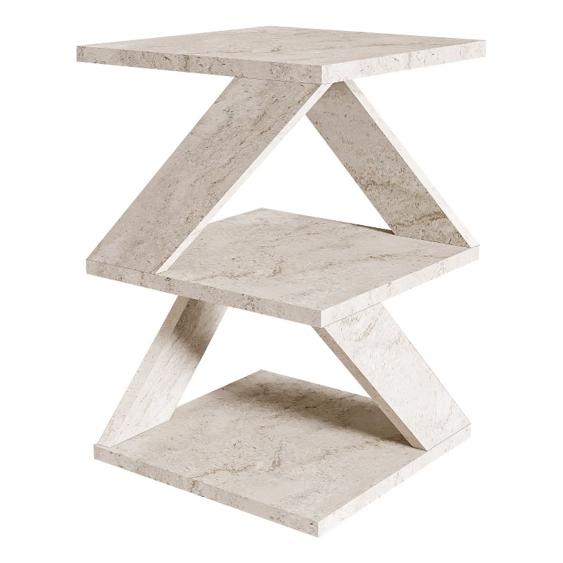 ASIR Hanah Home Albeni Side Table in Travertine