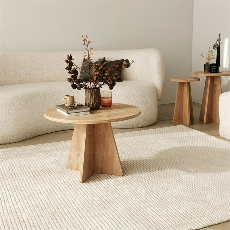 ASIR Hanah Home Mushroom Coffee Table in Sapphire Oak