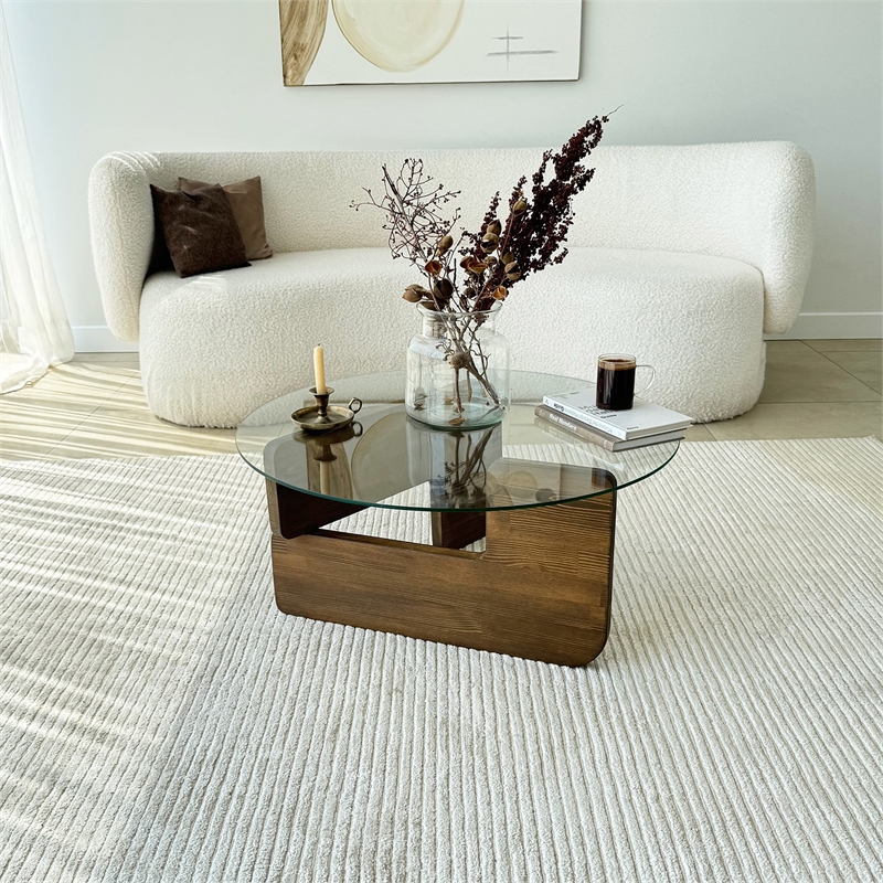 ASIR Hanah Home Mia Coffee Table in Transparent Walnut