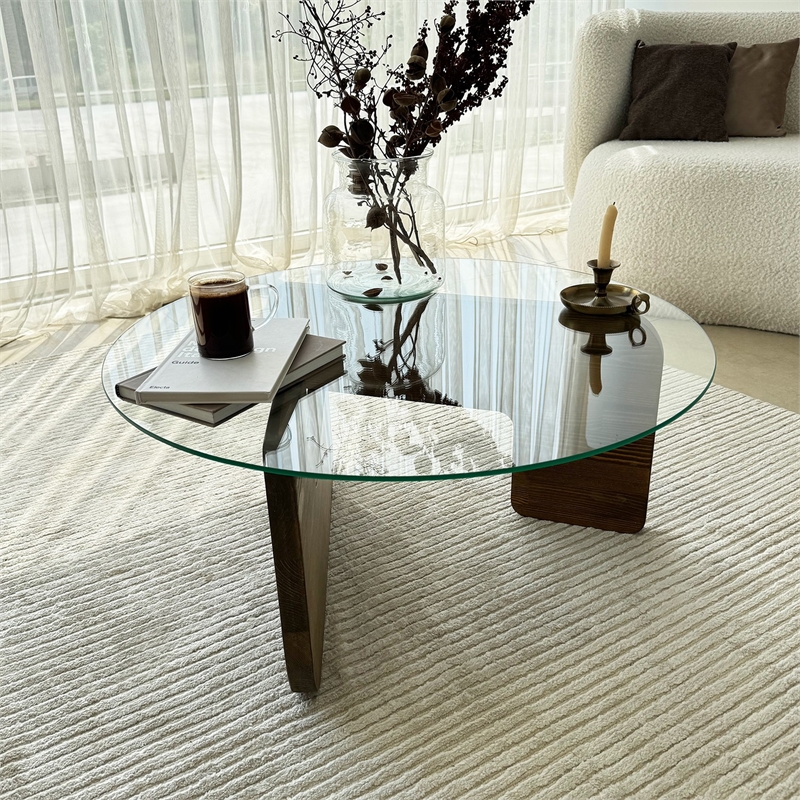 ASIR Hanah Home Mia Coffee Table in Transparent Walnut