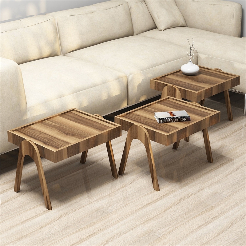 ASIR Hanah Home Roma Nesting Table in Walnut (3 Pieces)