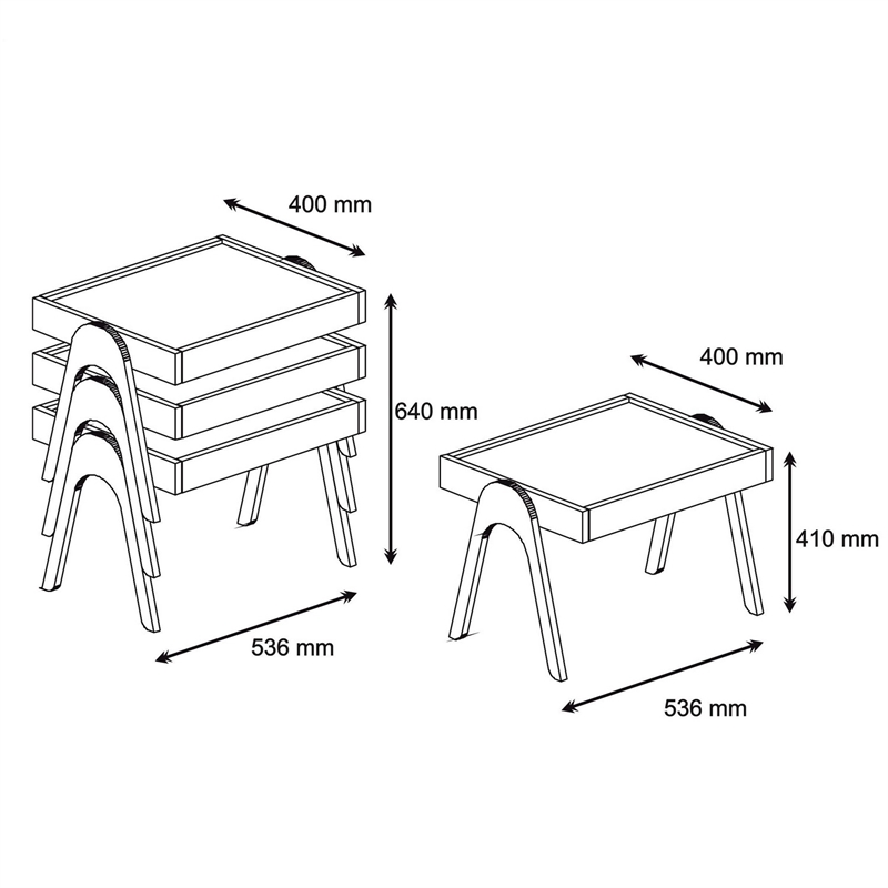 ASIR Hanah Home Roma Nesting Table in Walnut (3 Pieces)