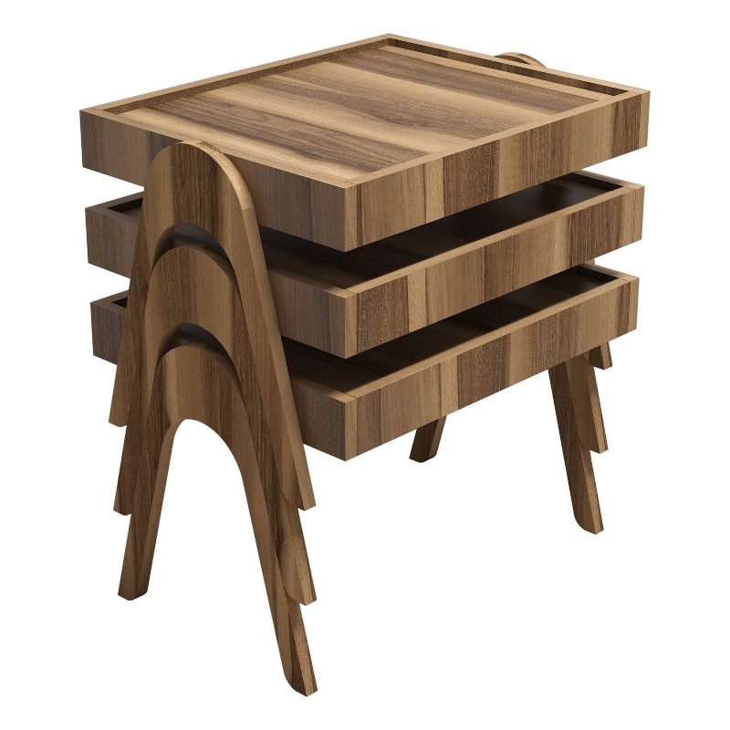 ASIR Hanah Home Roma Nesting Table in Walnut (3 Pieces)