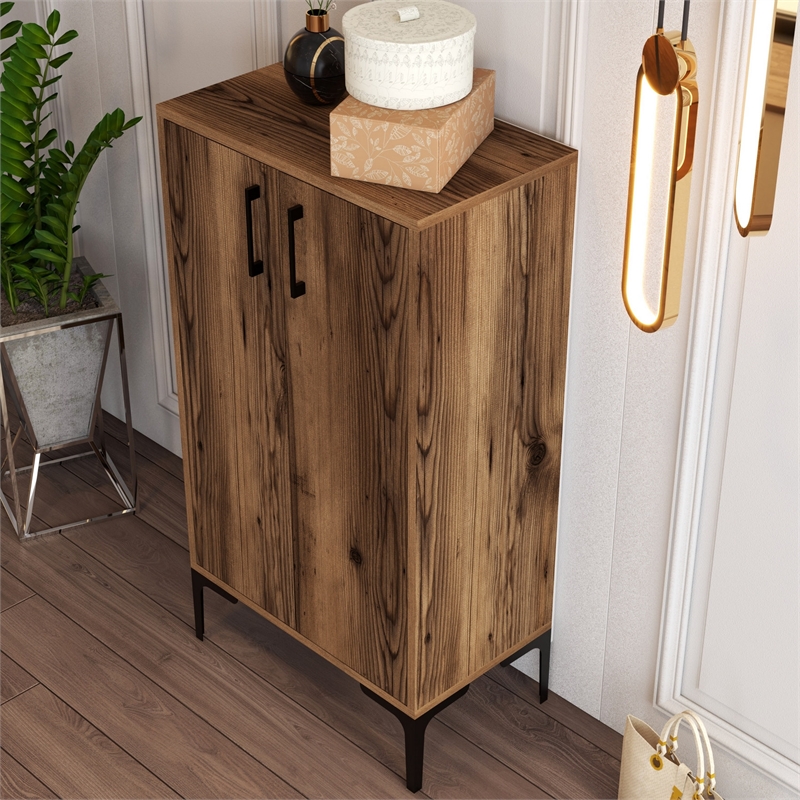 ASIR Hanah Home Prag Shoe Cabinet in Walnut