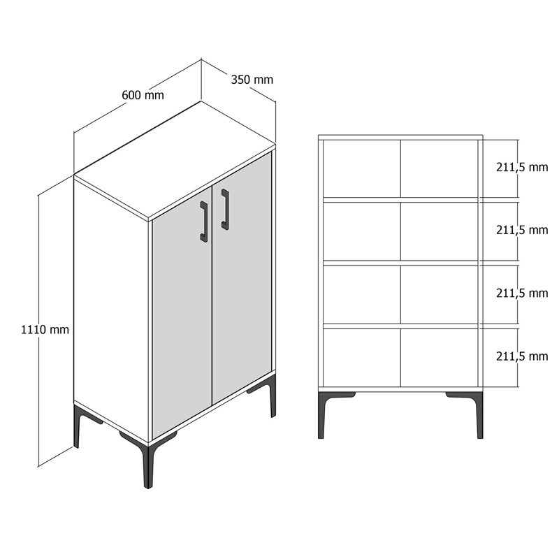 ASIR Hanah Home Prag Shoe Cabinet in Walnut