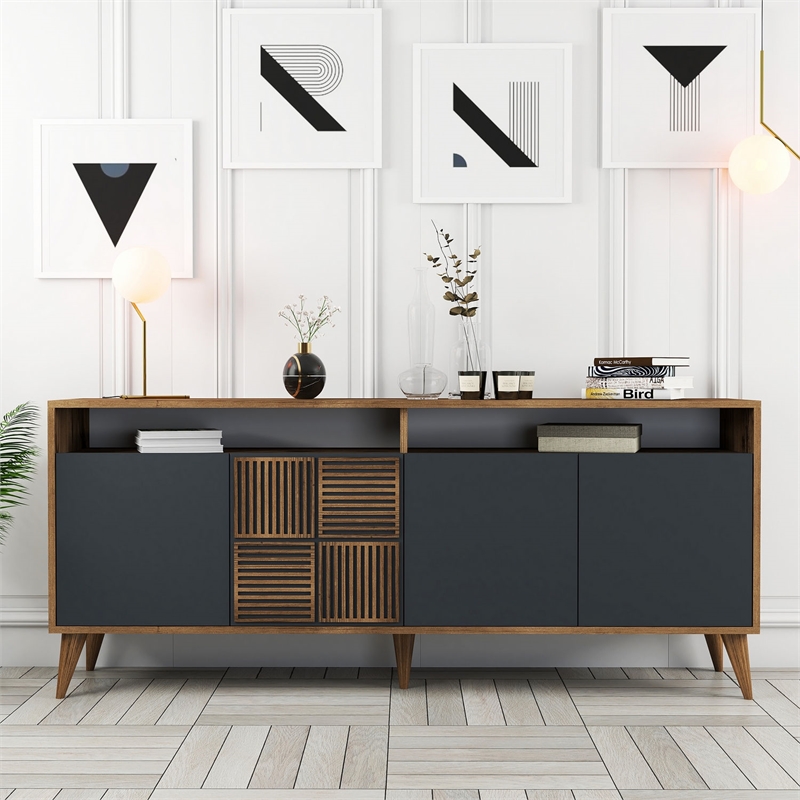 ASIR Hanah Home Milan Console in Walnut and Anthracite