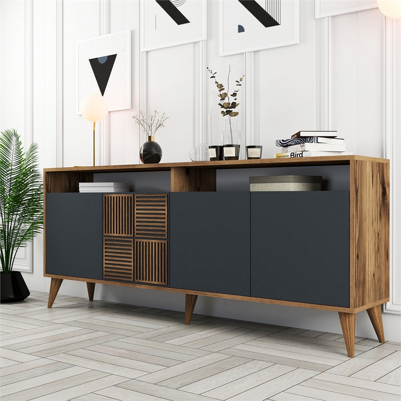 ASIR Hanah Home Milan Console in Walnut and Anthracite