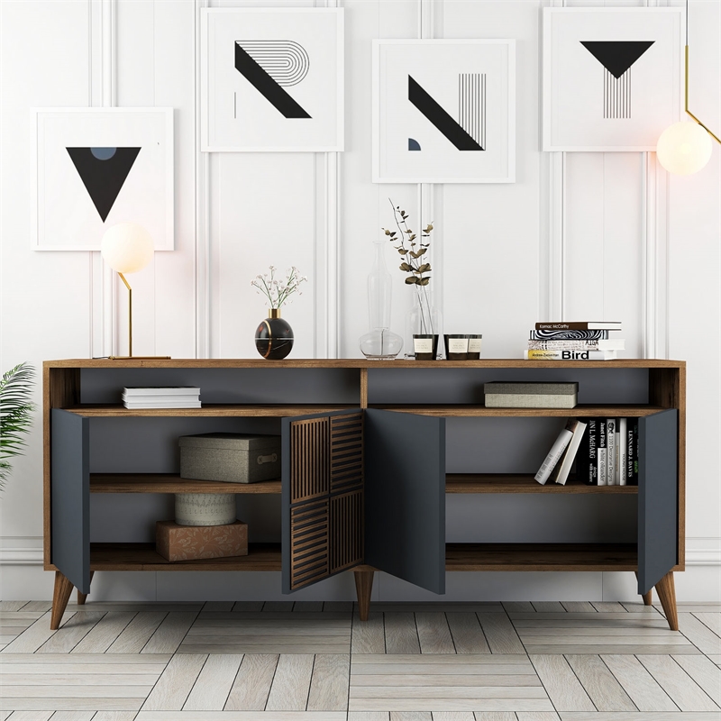 ASIR Hanah Home Milan Console in Walnut and Anthracite