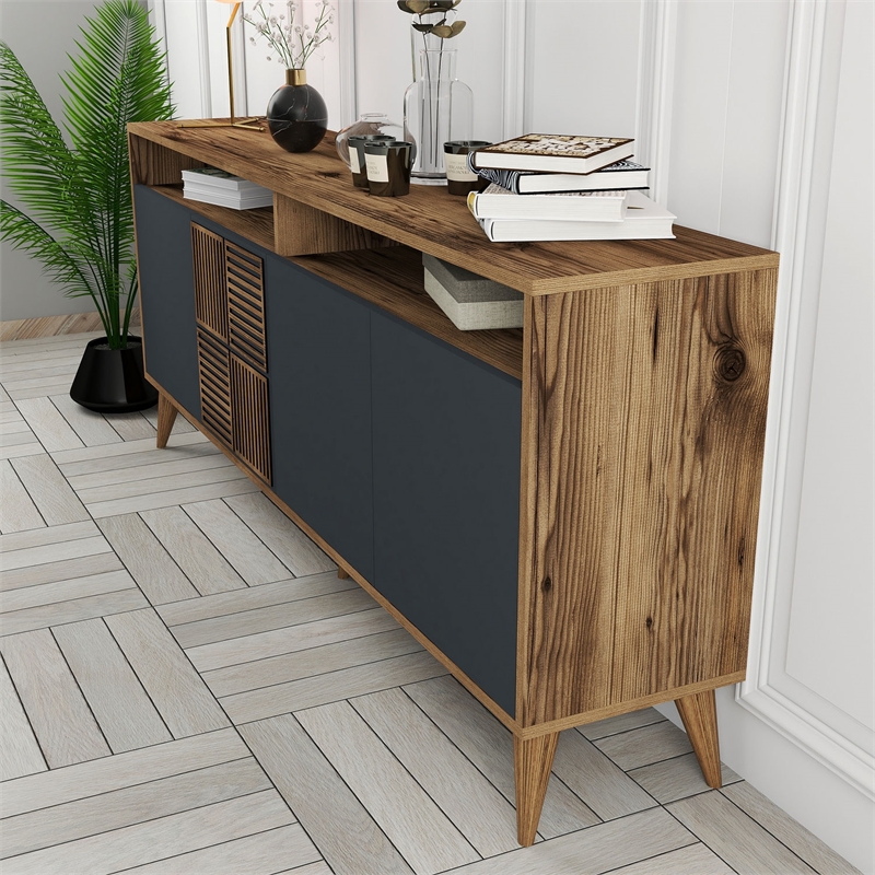 ASIR Hanah Home Milan Console in Walnut and Anthracite