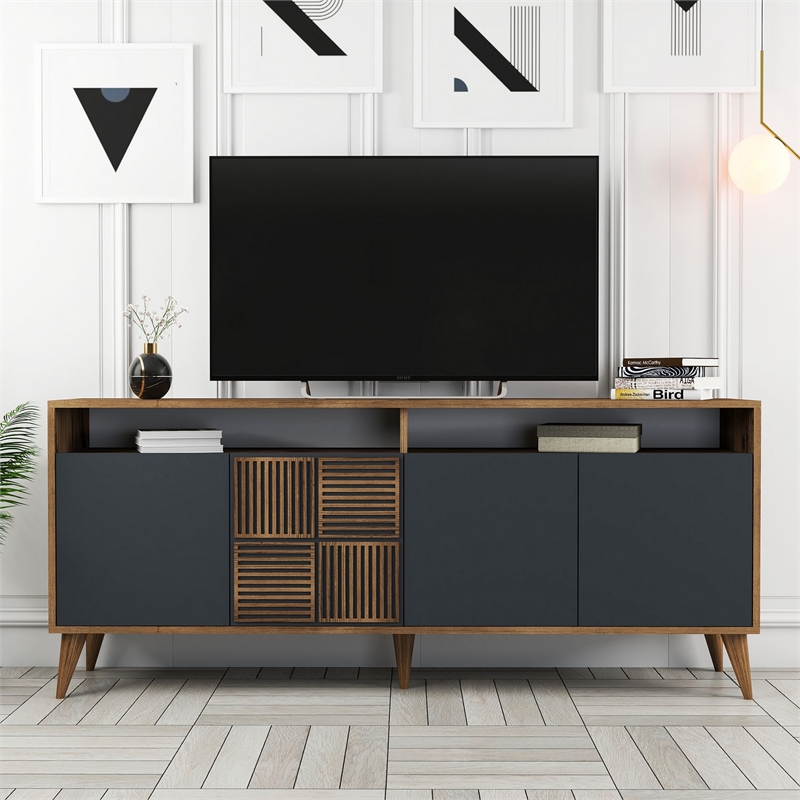 ASIR Hanah Home Milan Console in Walnut and Anthracite
