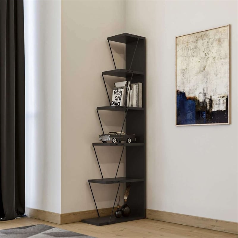 ASIR Hanah Home Tlos Bookshelf in Anthracite