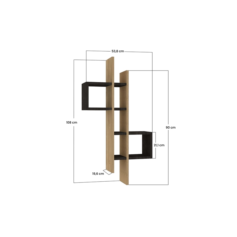 ASIR Hanah Home Emse Wall Shelf in Sapphire Oak and Anthracite