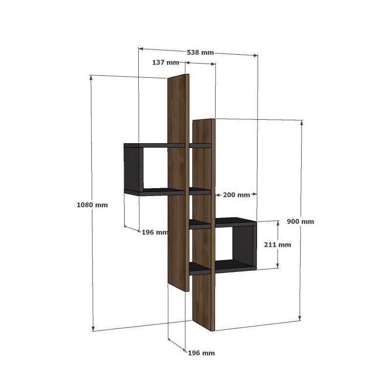 ASIR Hanah Home Emse Wall Shelf in Sapphire Oak and Anthracite