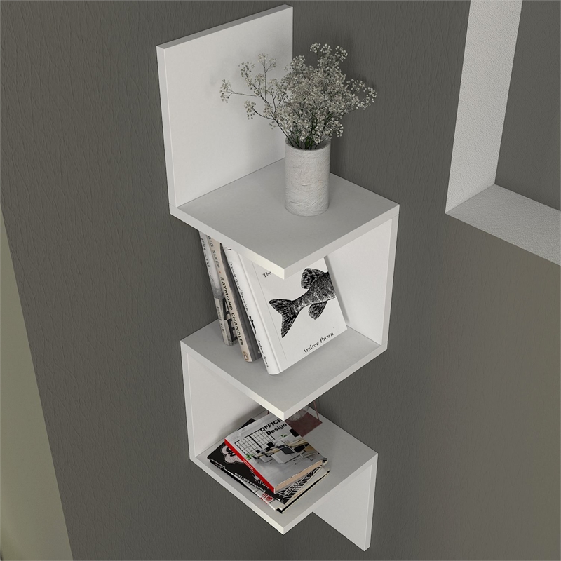 ASIR Hanah Home Corner Wall Shelf in White