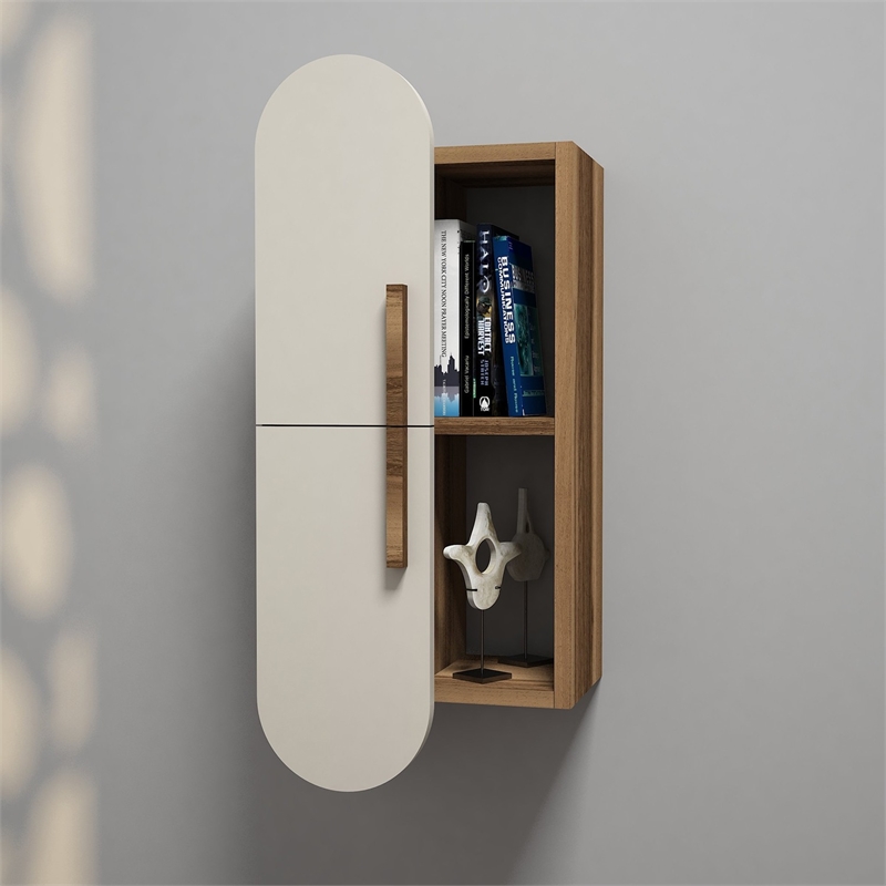ASIR Hanah Home Rose Wall Shelf in Walnut and Cream