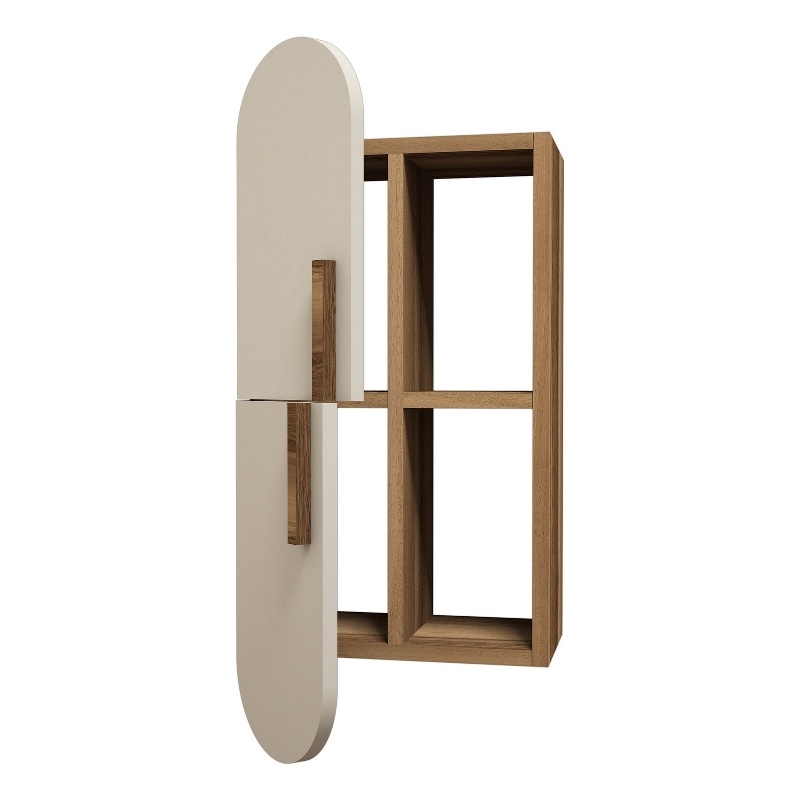 ASIR Hanah Home Rose Wall Shelf in Walnut and Cream