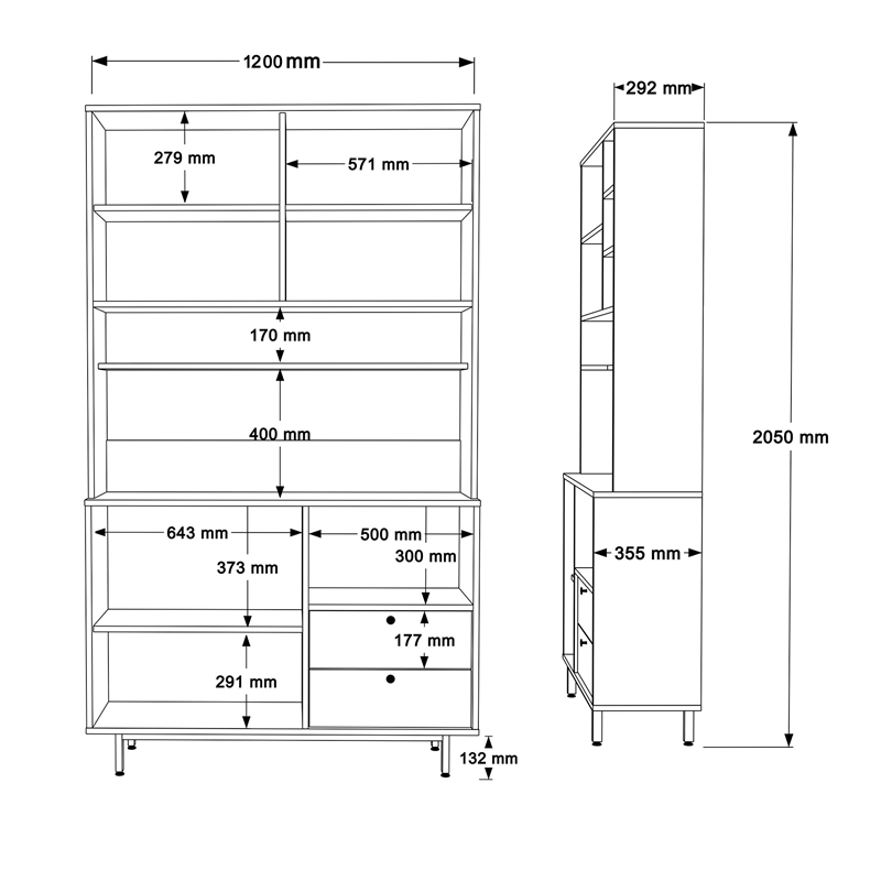 ASIR Hanah Home RE7-SY Multi Purpose Cabinet in Oak