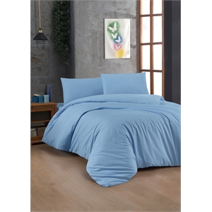ASIR L'essential Maison Light Blue Ranforce Super King Quilt Cover Set